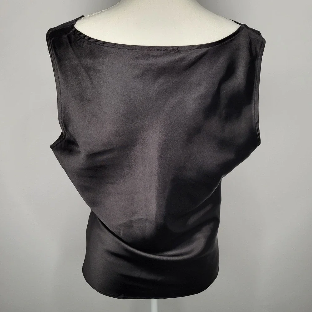 Vtg George Stretch Womens Y2K Lace Trim Babydoll Top Size S Dark Romantic Dainty